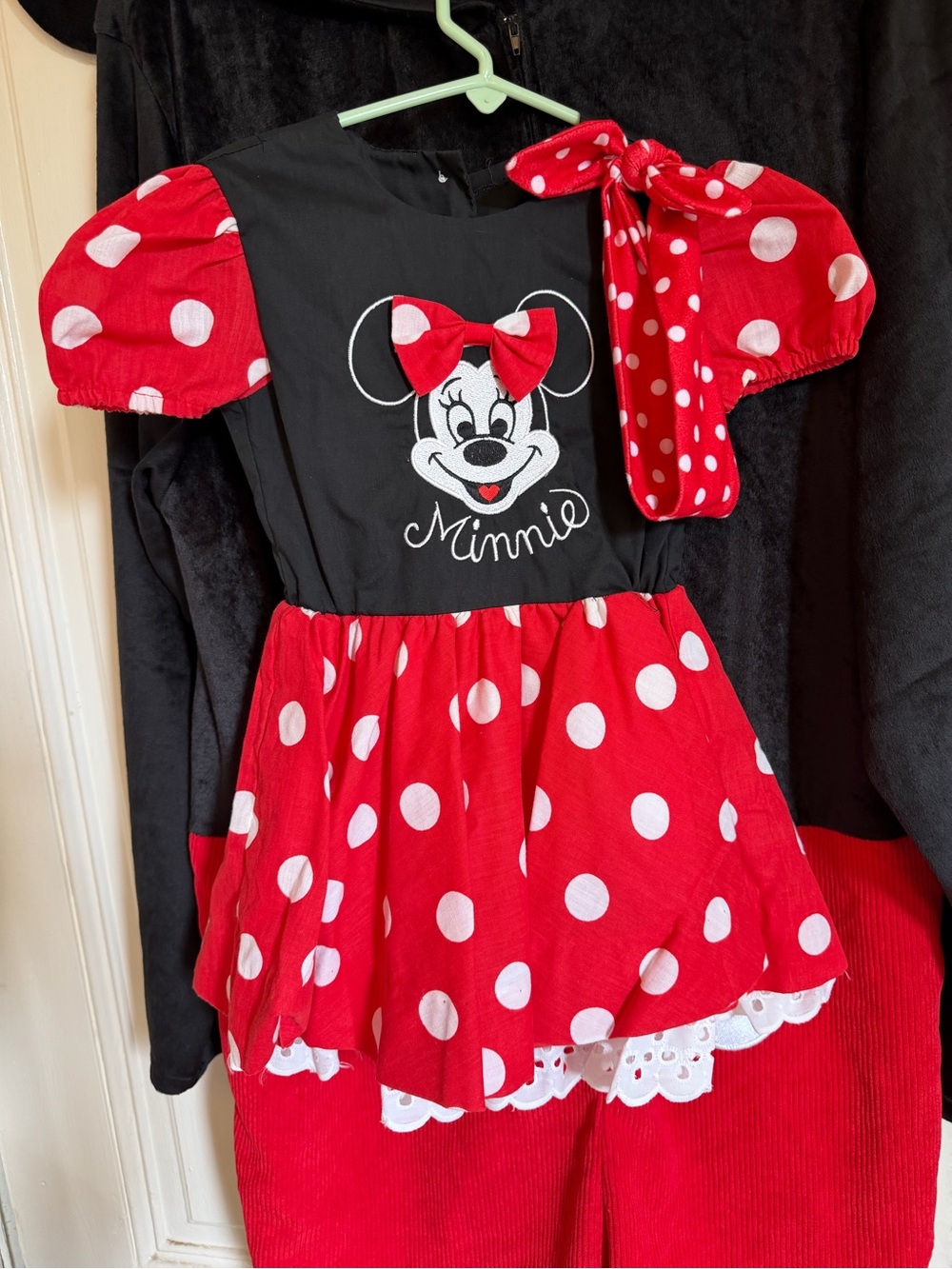 Vintage Disney Minnie Mouse Red Polka Dot Kids Costume Dress 3/4